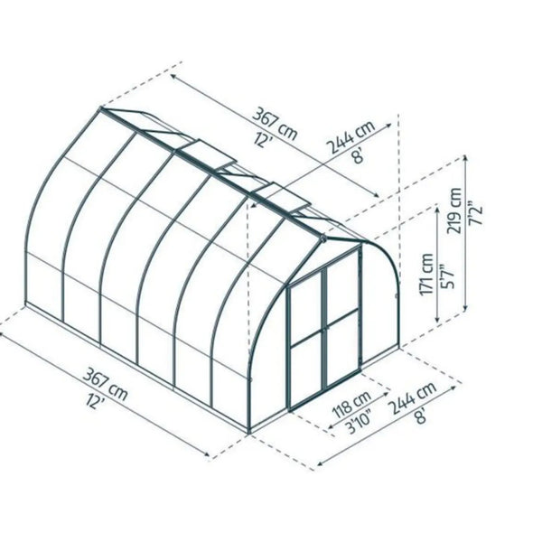 Bella 8 ft. x 12 ft. Greenhouse Kit - Silver Structure & Twin Wall Panels