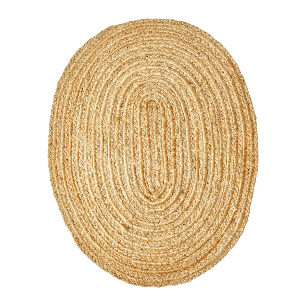 Oval Braided Jute Rug 50 x 70 cm - Natural