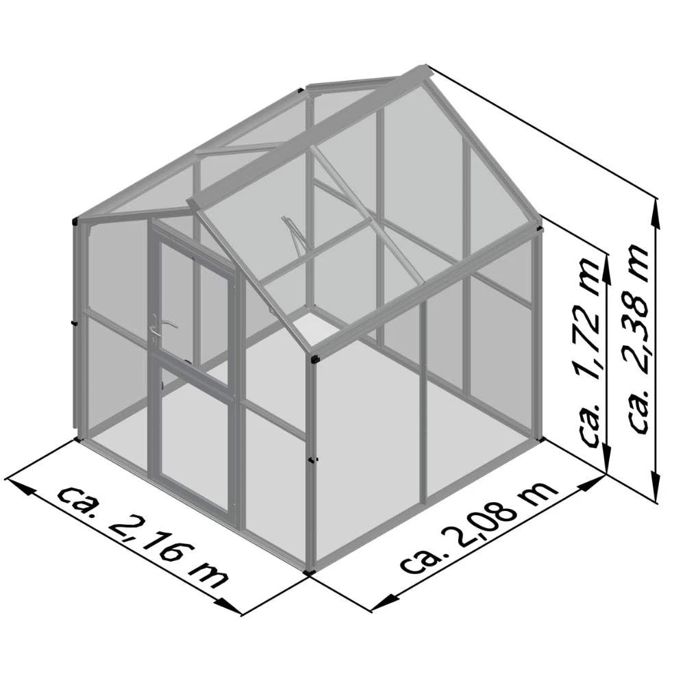 Greenhouse Galant II, only polycarbonate, anthracite-grey