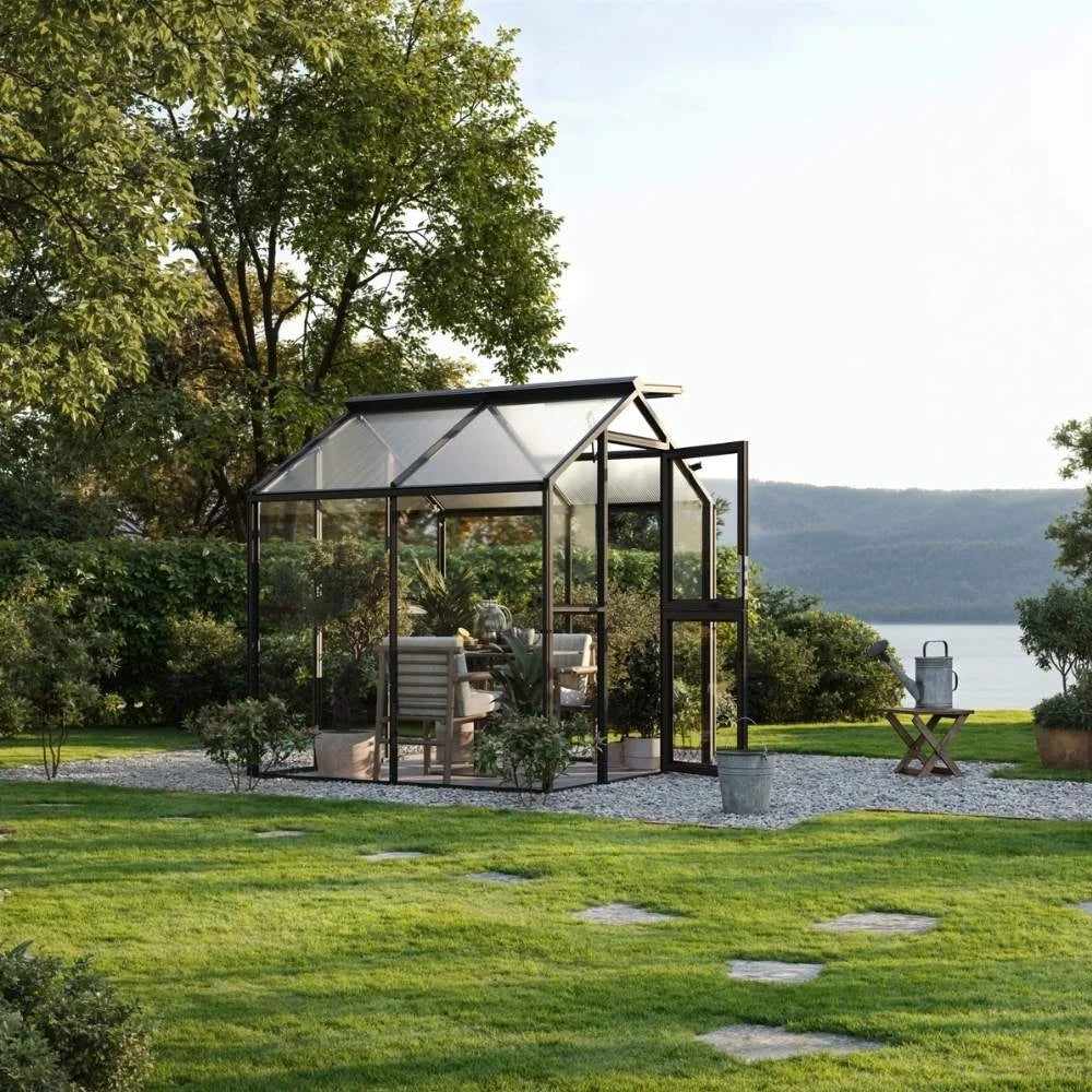 Greenhouse Galant II, 4 mm glass + polycarbonate, anthracite-grey