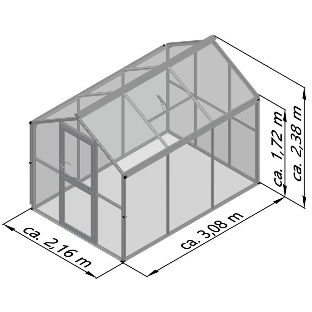 Greenhouse Galant III, 4 mm glass + polycarbonate, anthracite-grey