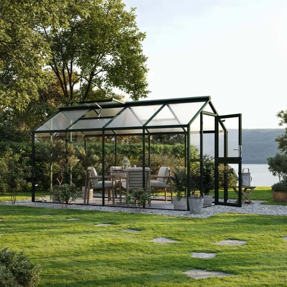 Greenhouse Galant IV, 4 mm glass + polycarbonate, fir green