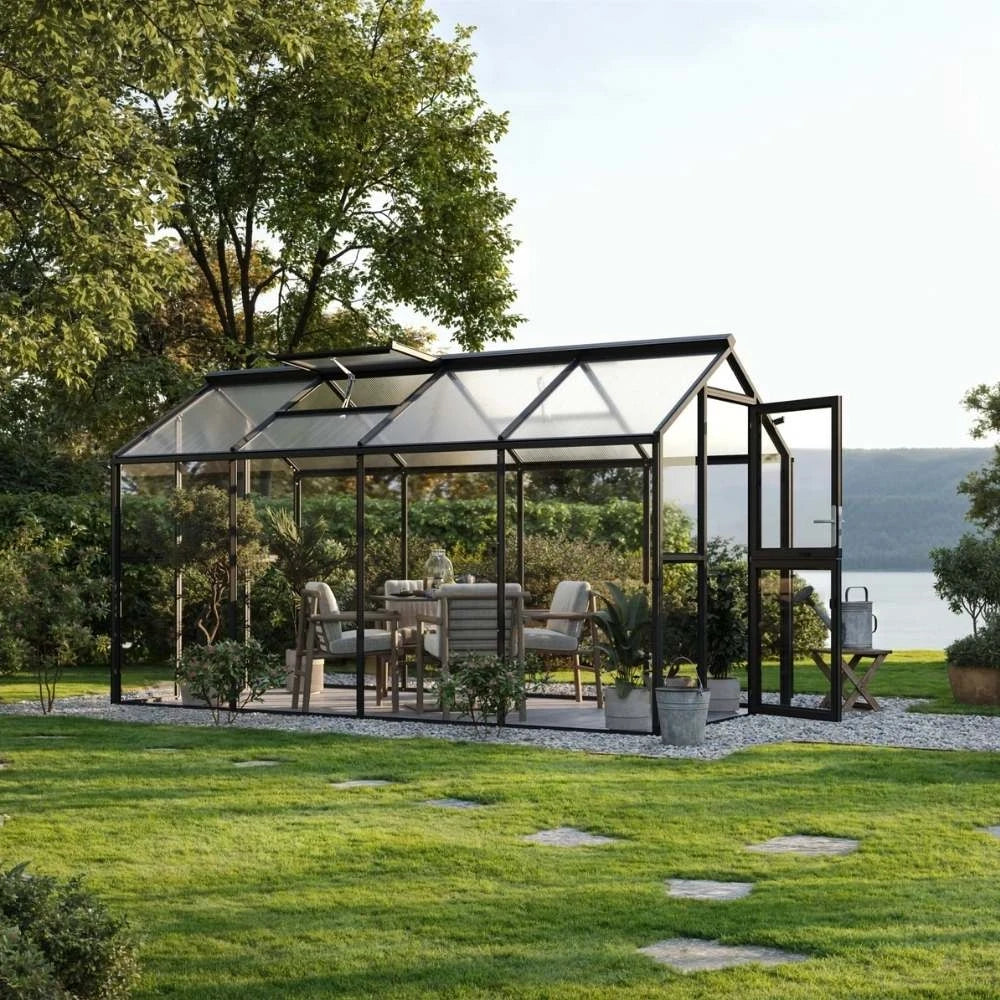 Greenhouse Galant IV, 4 mm glass + polycarbonate, anthracite-grey