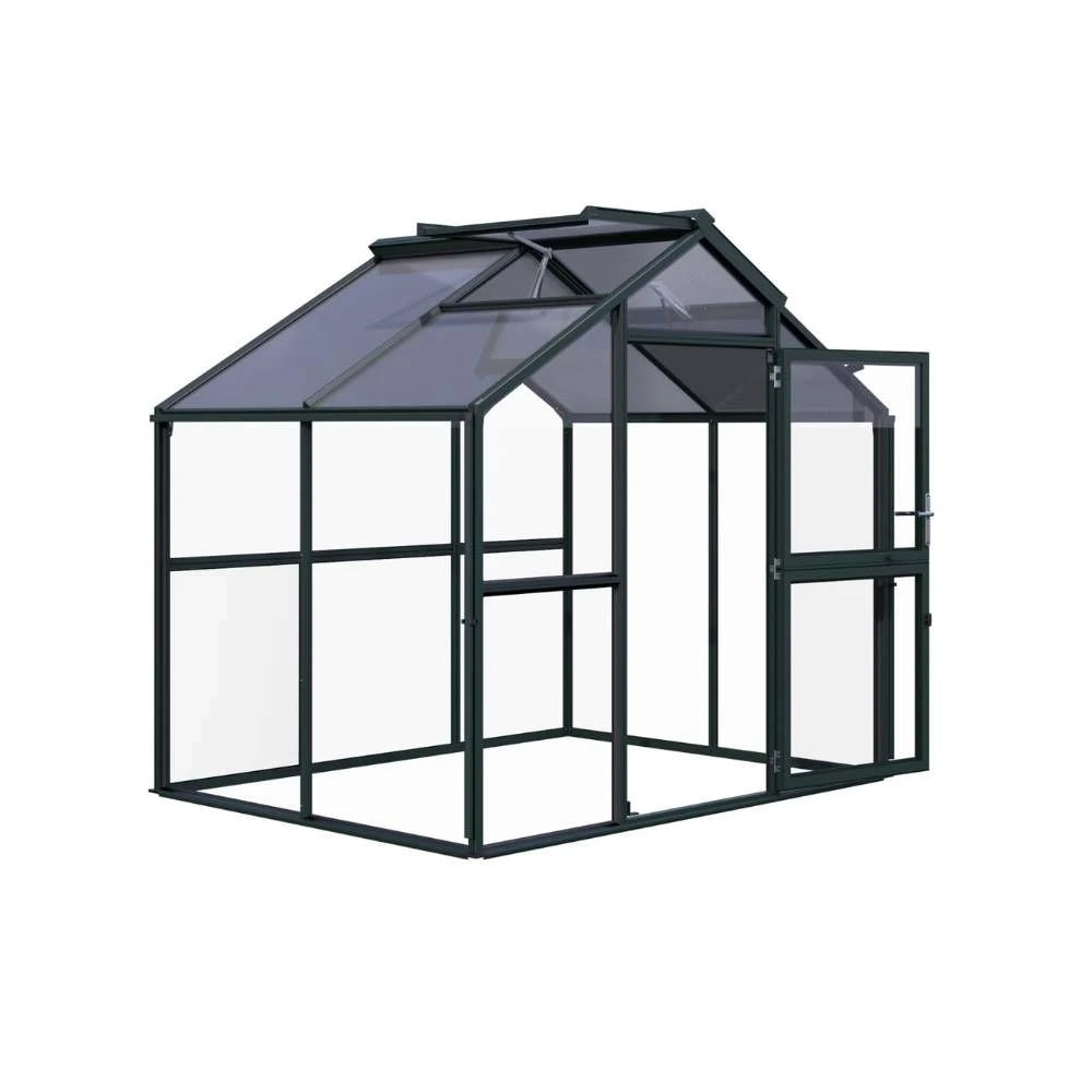 Greenhouse Novum II, 4 mm glass + polycarbonate, anthracite-grey