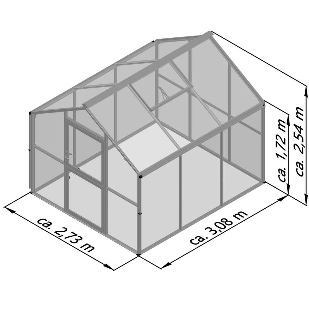 Greenhouse Novum III, only polycarbonate, anthracite-grey