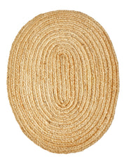 Oval Braided Jute Rug 50 x 70 cm - Natural