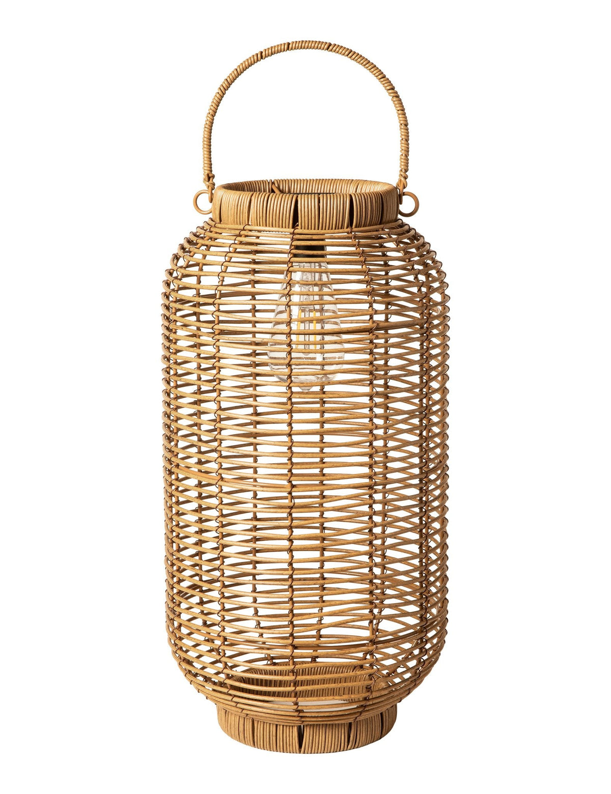Solar Lantern with Bulb Ø24 x H45 cm - Light Brown